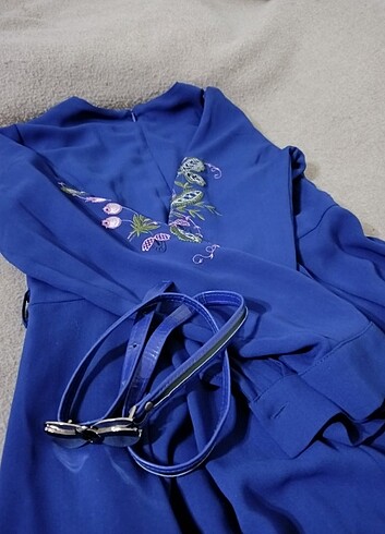 Saks mavisi elbise - Görsel 2