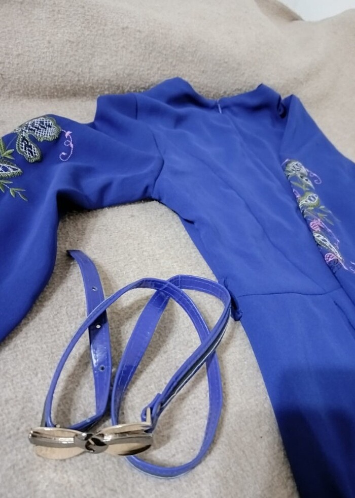 Saks mavisi elbise - Görsel 3