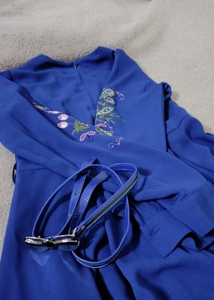 Saks mavisi elbise - Görsel 2