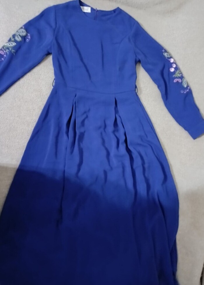 Saks mavisi elbise - Görsel 4