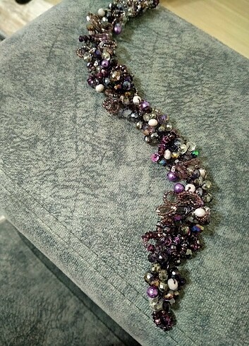 Mor taşlı Türban ve saç  aksesuarı - Görsel 2