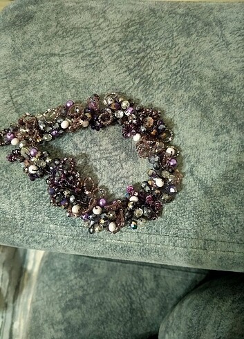 Mor taşlı Türban ve saç  aksesuarı - Görsel 3