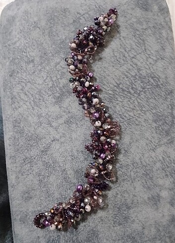 Mor taşlı Türban ve saç  aksesuarı - Görsel 5
