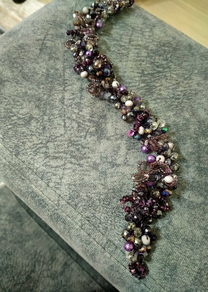 Mor taşlı Türban ve saç  aksesuarı - Görsel 2