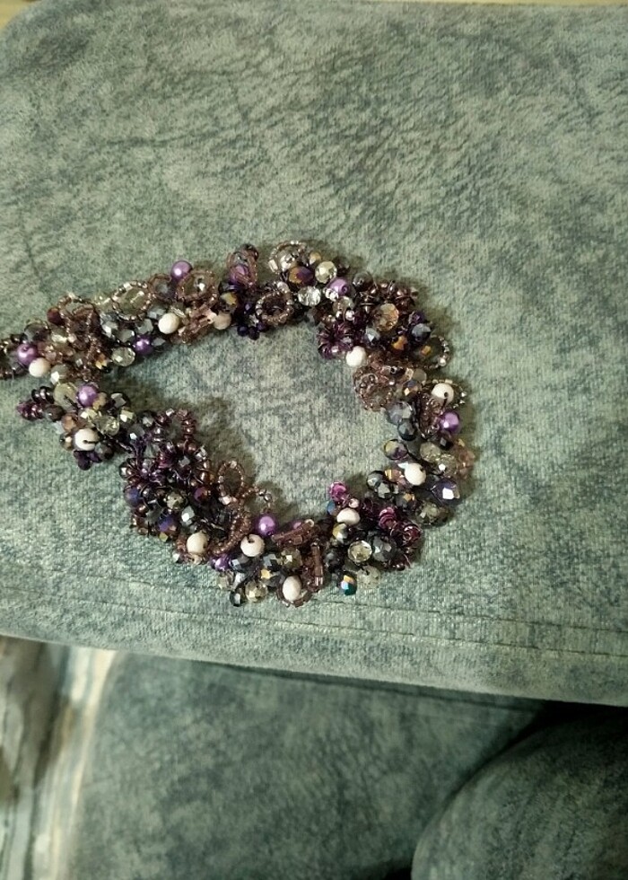 Mor taşlı Türban ve saç  aksesuarı - Görsel 3