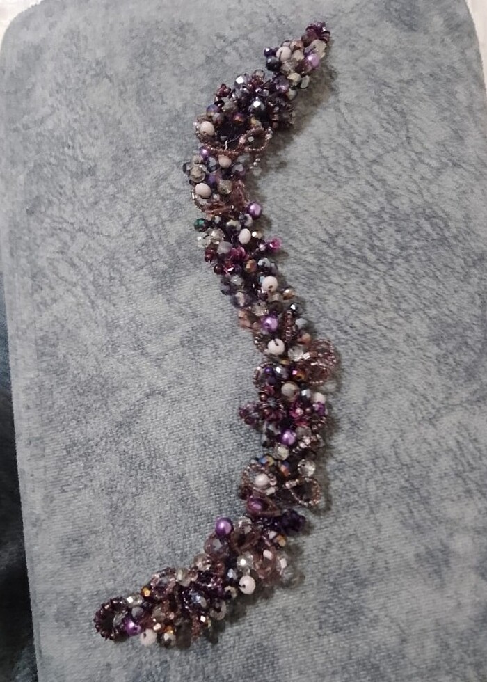 Mor taşlı Türban ve saç  aksesuarı - Görsel 5