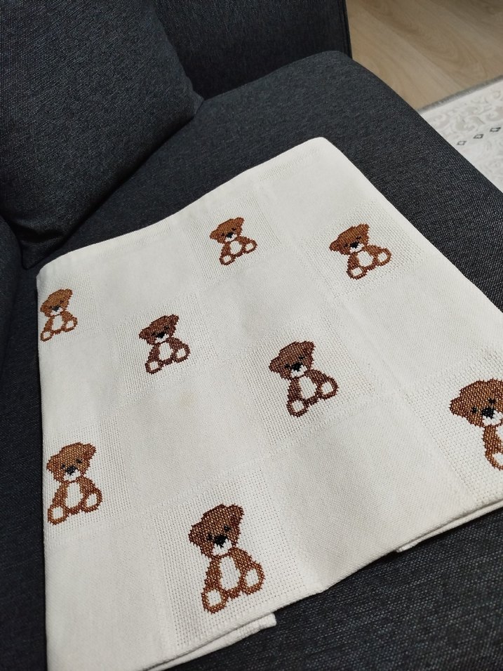 ayıcık desenli bebek battaniyesi pikesi - Görsel 3