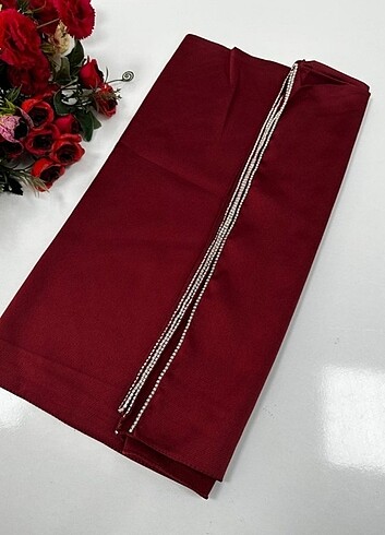 Bordo taşlı janjan şal gümüş taşlı 
