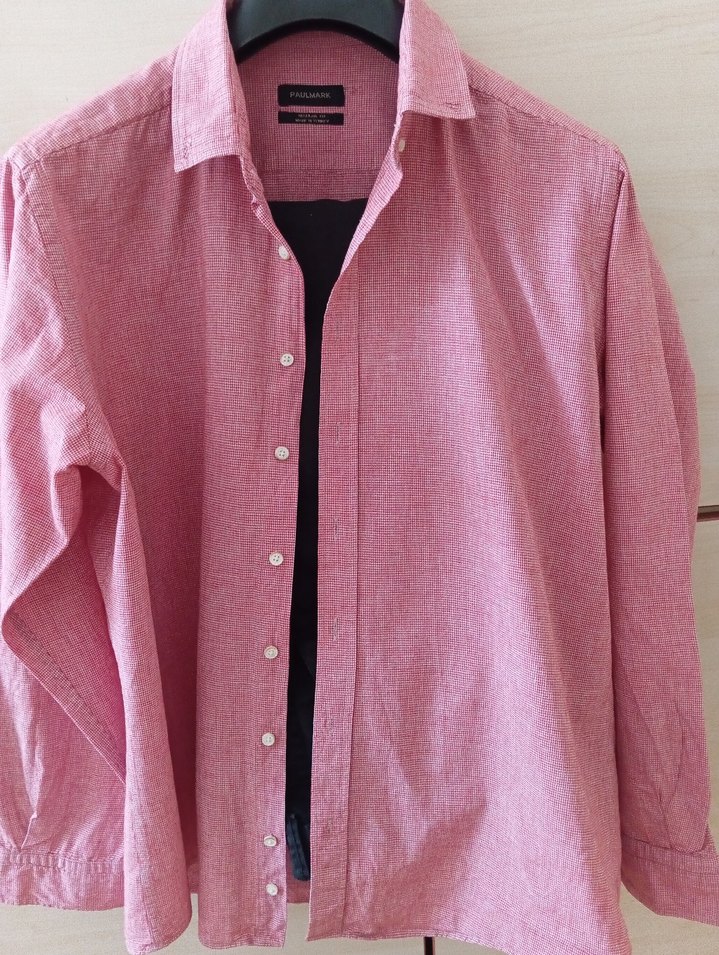 Erkek Pembe Keten Gömlek Düğmeli - Görsel 4