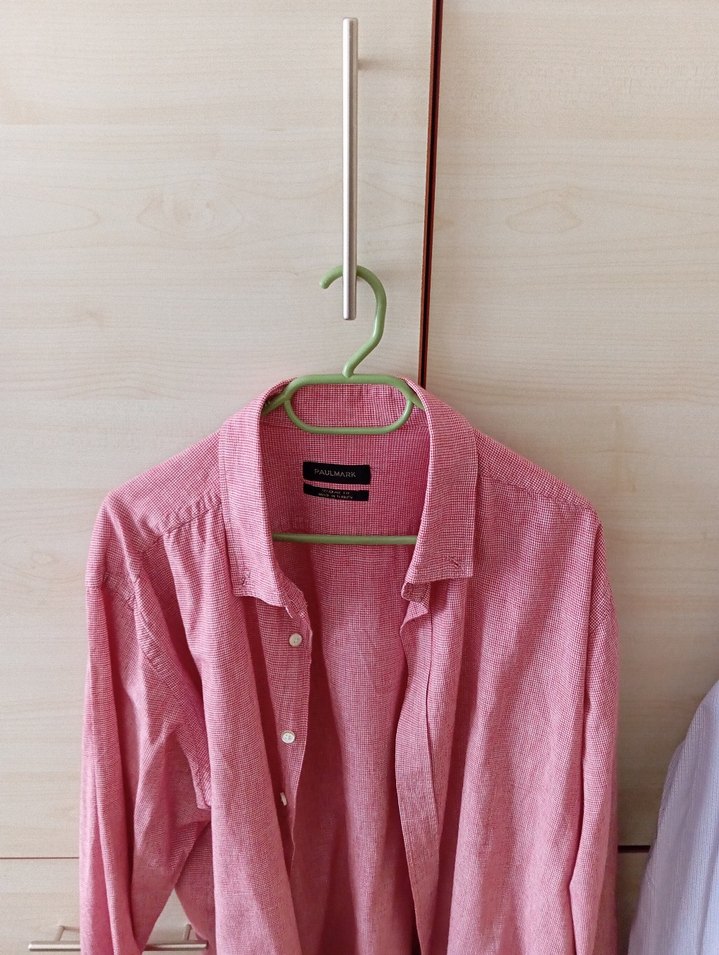 Erkek Pembe Keten Gömlek Düğmeli - Görsel 2