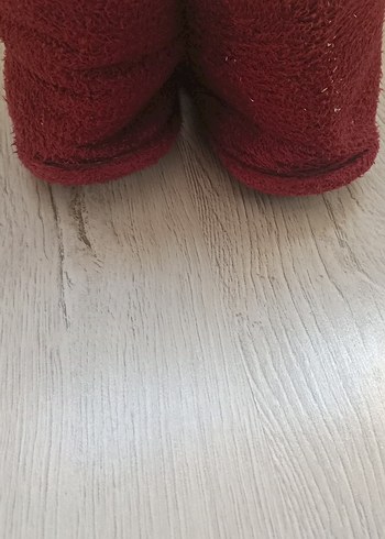 Bordo Kız Çocuk Kürklü Sıcak Ev Terliği 34 35 uyumlu - Görsel 3