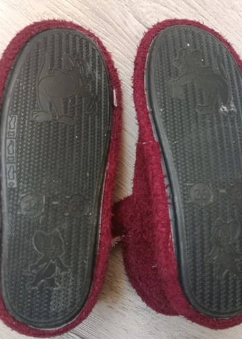 Bordo Kız Çocuk Kürklü Sıcak Ev Terliği 34 35 uyumlu - Görsel 4