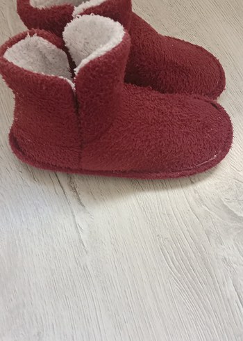 Bordo Kız Çocuk Kürklü Sıcak Ev Terliği 34 35 uyumlu - Görsel 2