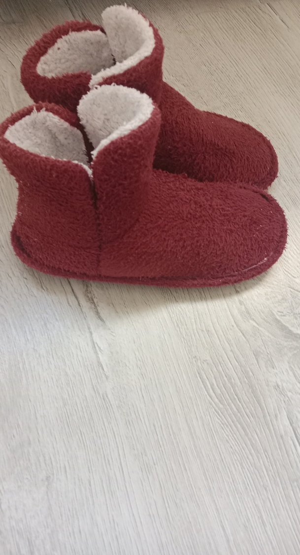 Bordo Kız Çocuk Kürklü Sıcak Ev Terliği 34 35 uyumlu - Görsel 2