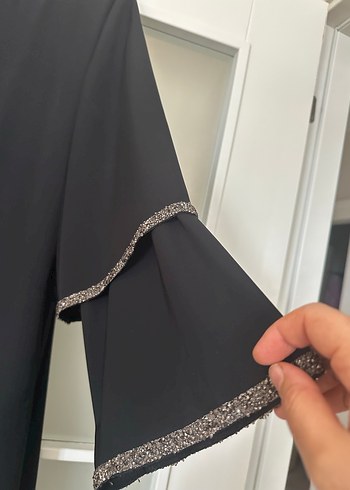 Siyah Uzun Drapeli Kadın Elbise - Görsel 2