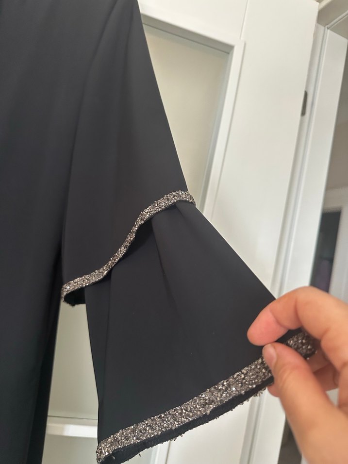 Siyah Uzun Drapeli Kadın Elbise - Görsel 2