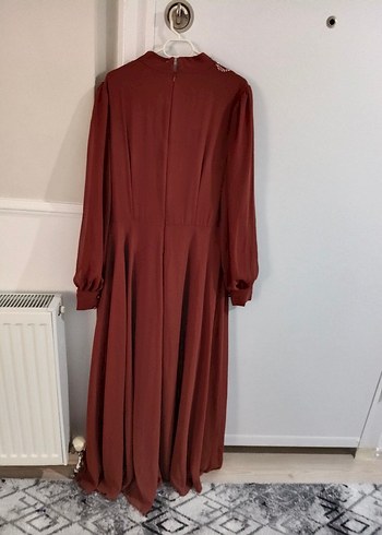 Uzun Kollu Drapeli Abiye Elbise - Görsel 3