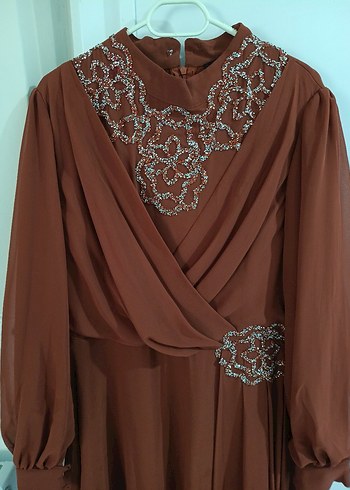 Uzun Kollu Drapeli Abiye Elbise - Görsel 2