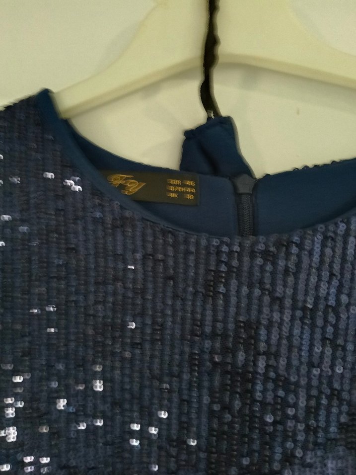 Kadın Lacivert Uzun Kollu İşlemeli Abiye Elbise - Görsel 3