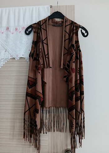 Kahverengi Bohem Salaş Püsküllü Yelek - Görsel 3