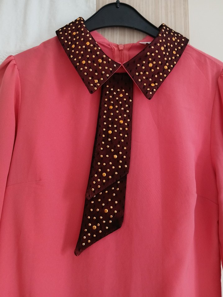 Düğmeli Parlak Pembe Uzun Kollu Gömlek - Görsel 2