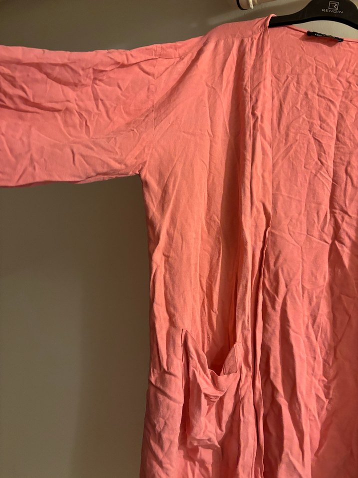 Pembe Midi Bohem Salaş Kadın Sabahlık yada üst hırka - Görsel 3