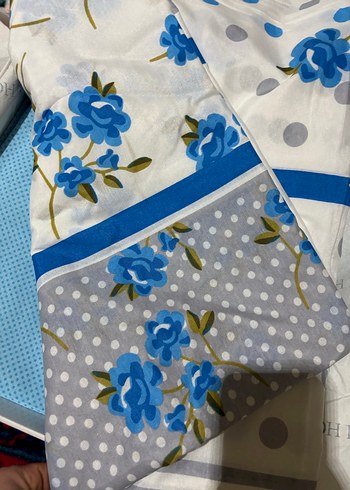 Mavi Çiçekli Baskılı Nevresim Takımı - Görsel 5