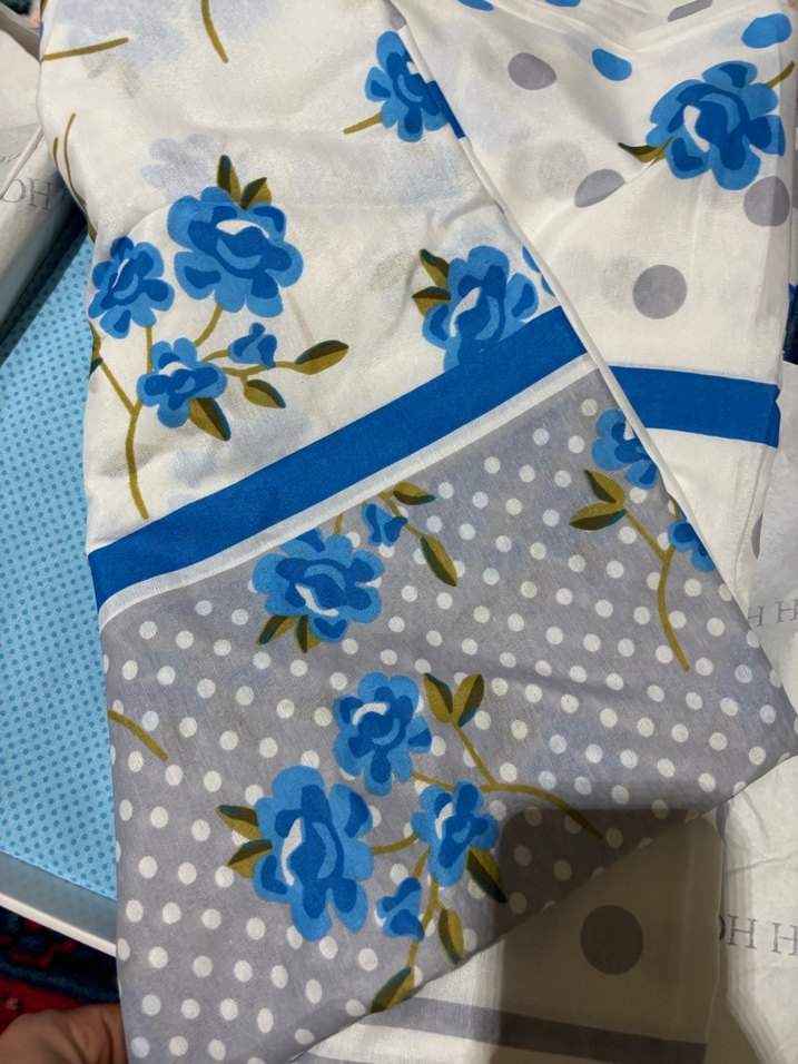 Mavi Çiçekli Baskılı Nevresim Takımı - Görsel 5