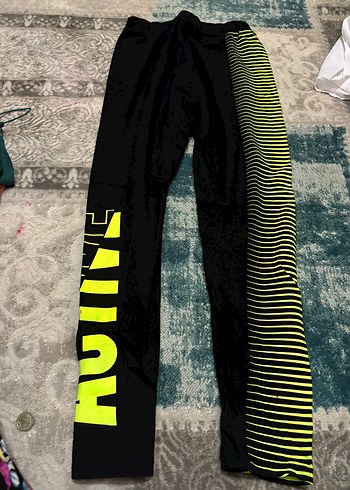 Siyah Neon Baskılı kız çocuk Tayt - Görsel 2