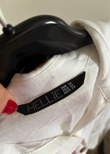 Düğmeli Beyaz Keten midi  Elbise - Görsel 6