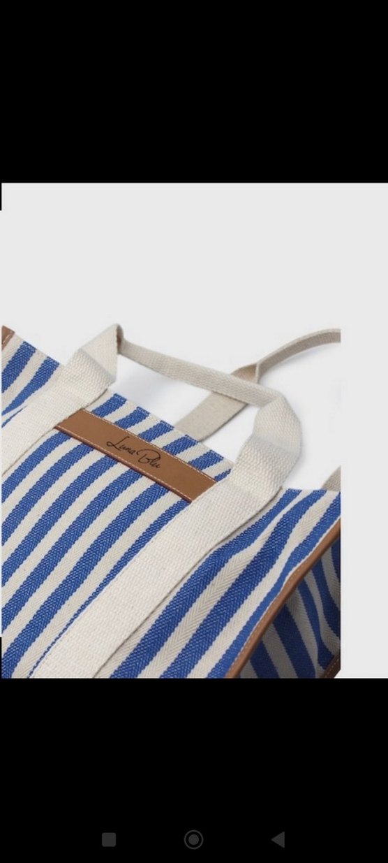 Mavi beyaz Çizgili Kadın Çanta - Görsel 3