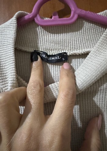 Bej Uzun Kollu Triko Elbise - Görsel 2