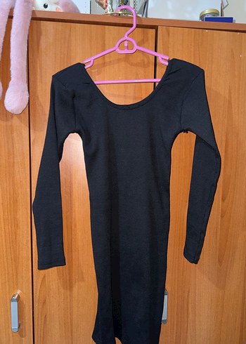 Düğmeli Siyah Uzun Kollu Kadın Elbise - Görsel 2