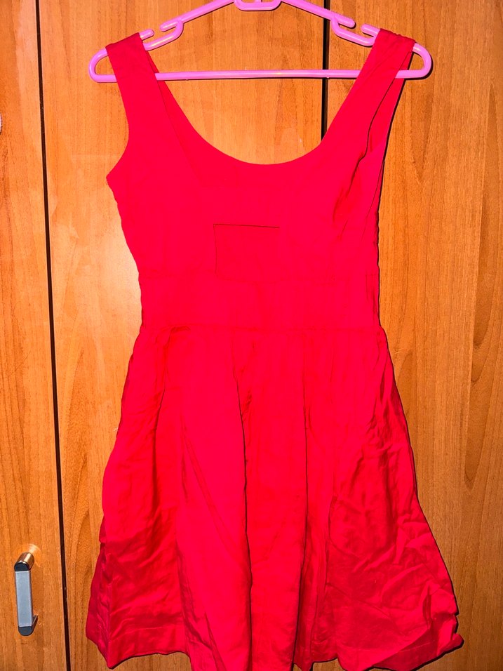 Kırmızı Midi Saten Drapeli Kadın Elbise - Görsel 2