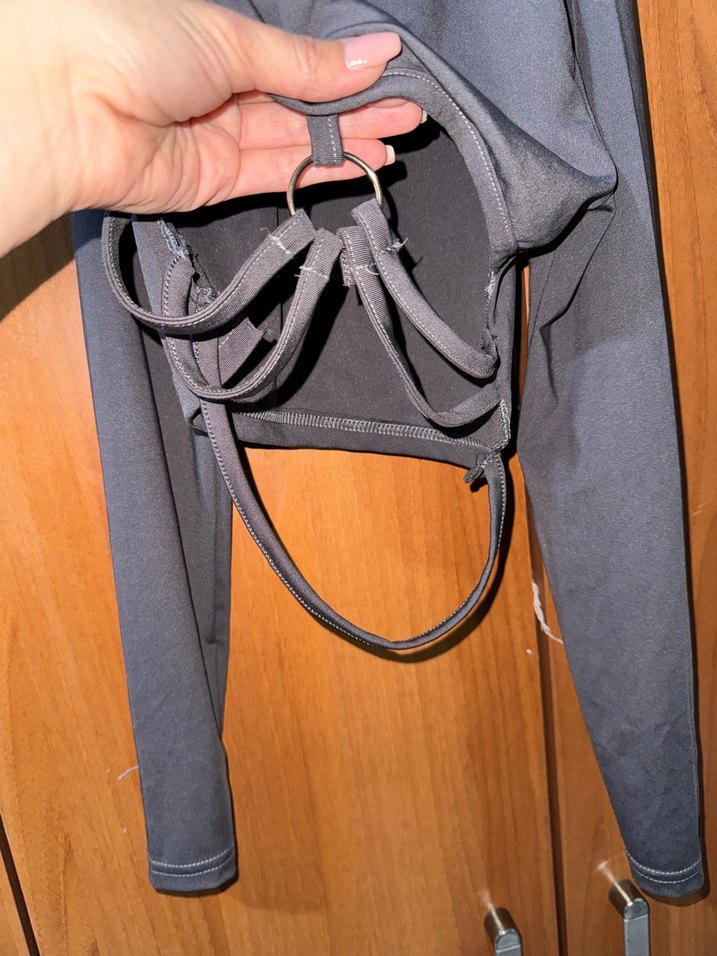 Gri Uzun Kollu Bel Detaylı Kadın Bluz - Görsel 3