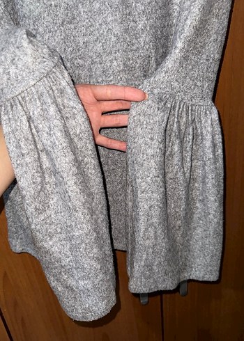 Gri Kadın Triko Uzun Kollu Kazak - Görsel 2