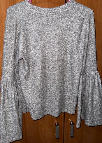 Gri Kadın Triko Uzun Kollu Kazak - Görsel 3