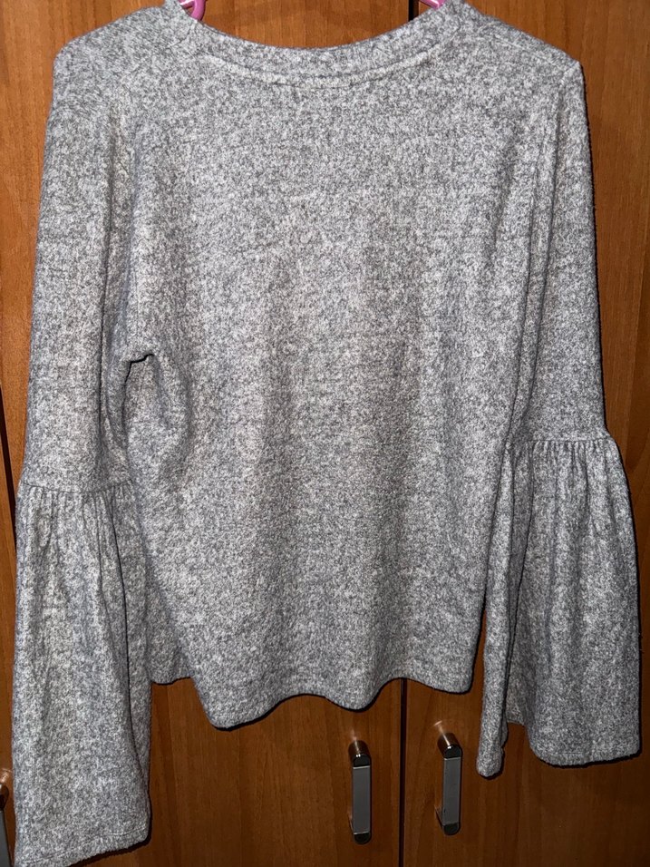 Gri Kadın Triko Uzun Kollu Kazak - Görsel 3