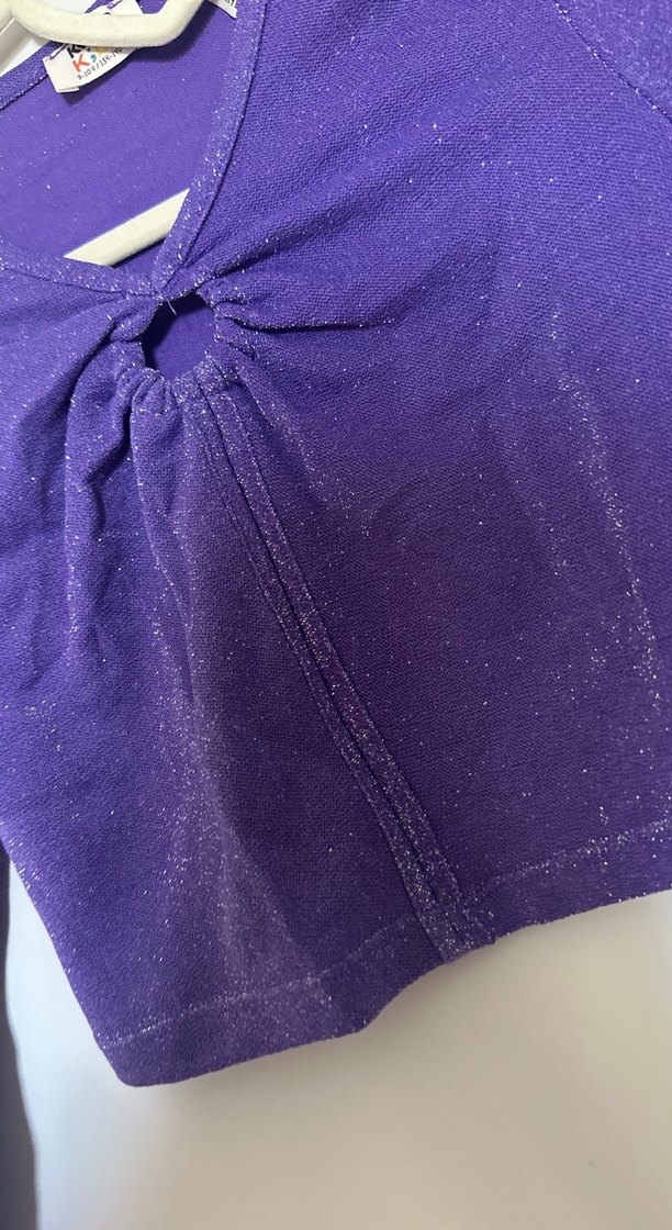 Parlak Mor Triko Kız Bolero - Görsel 2