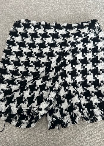 Ekose Desenli Gri Mini Etek - Görsel 2