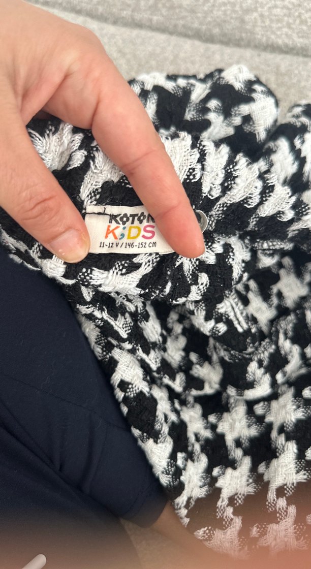 Ekose Desenli Gri Mini Etek - Görsel 3