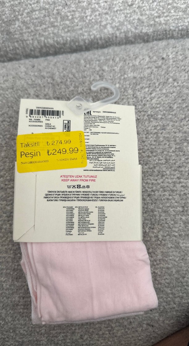 Koton Kids Pembe Baskılı Külotlu Çorap 9-10 Yaş - Görsel 2