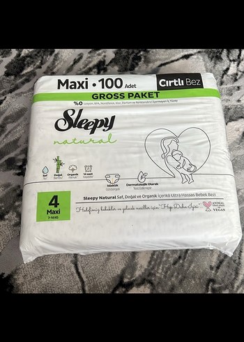 Sleepy Sleepy Natural Bebek Bezi Maxi 100'lü