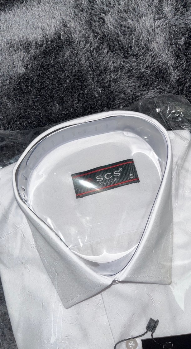 Beyaz Kısa Kollu SCS Düğmeli Erkek Gömlek - Görsel 2