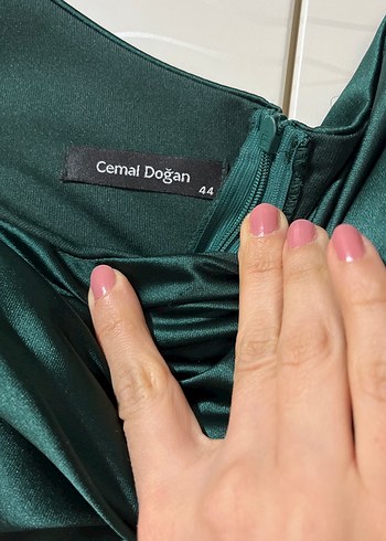 Koyu Yeşil Drapeli Uzun Abiye Elbise - Görsel 4