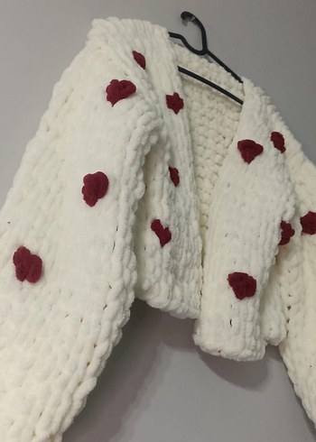 El örgüsü Beyaz Kadın Hırka - Görsel 2