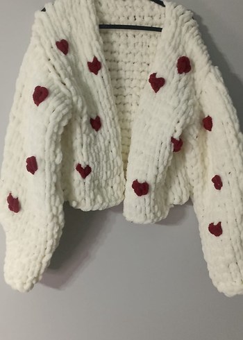 El örgüsü Beyaz Kadın Hırka - Görsel 3