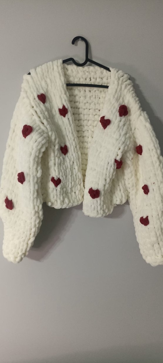 El örgüsü Beyaz Kadın Hırka - Görsel 3