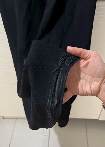 Siyah V Yaka Uzun Sleevless Abiye Elbise - Görsel 3