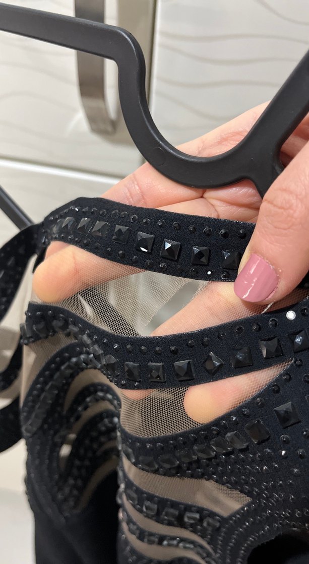 Siyah V Yaka Uzun Sleevless Abiye Elbise - Görsel 5